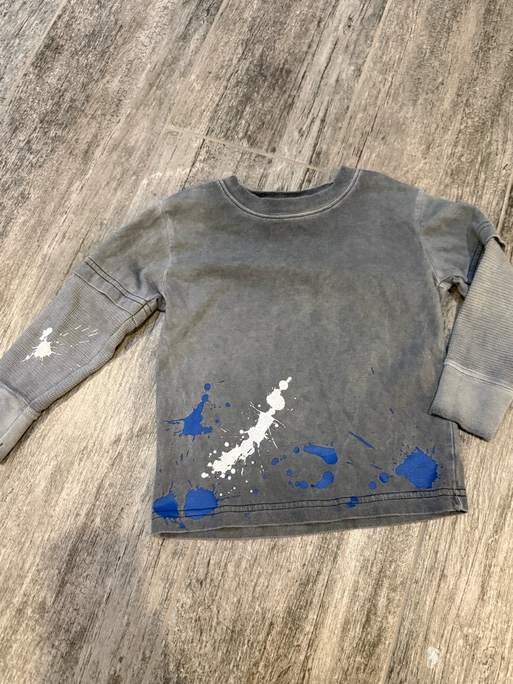 Mish Boys Toddler Layered Grey Long-Sleeve Tee with Splatter Paint Design - 3T